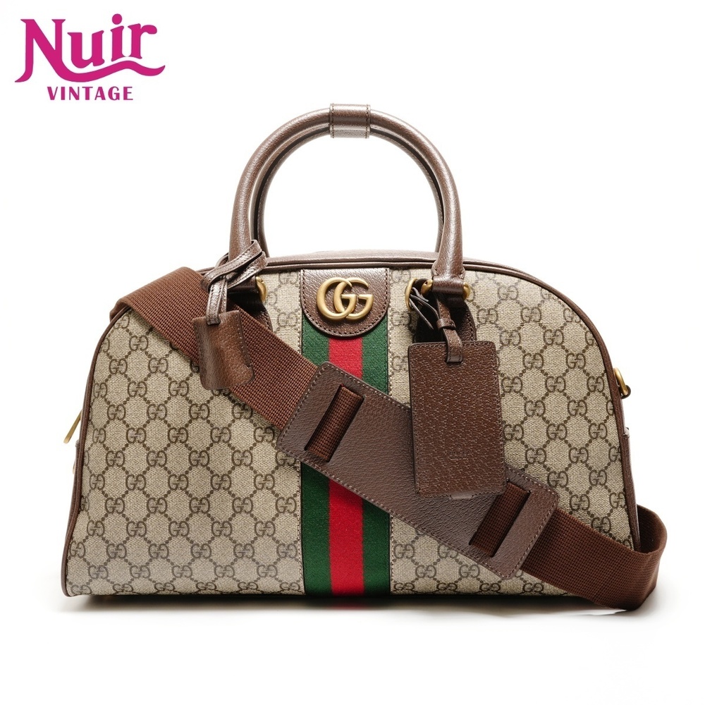Gucci GG Supreme handbag duffel bag Boston brown